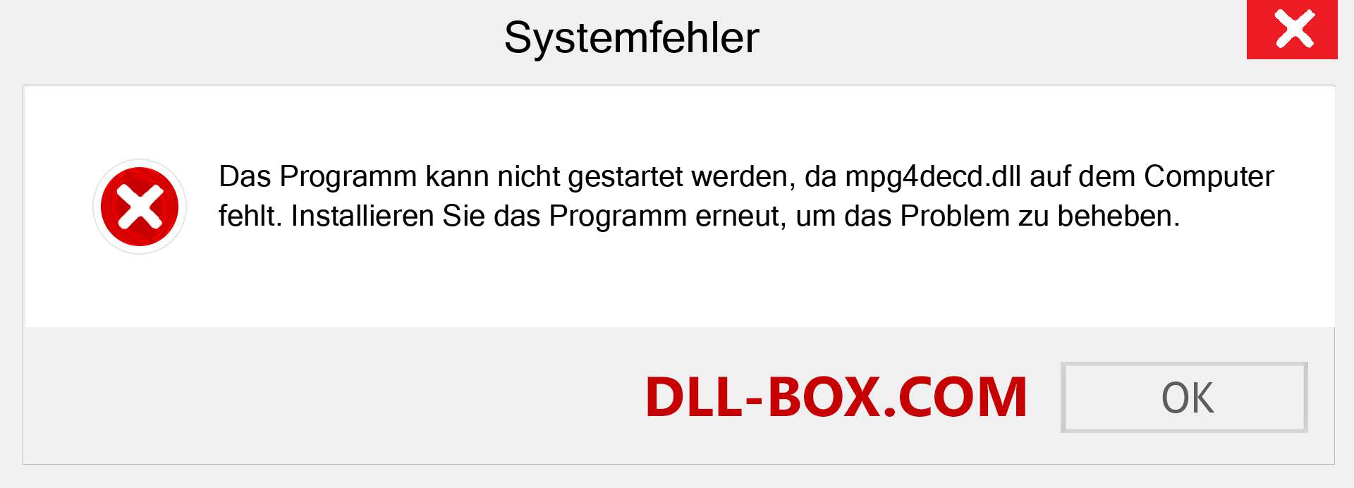 mpg4decd.dll-Datei fehlt?. Download für Windows 7, 8, 10 - Fix mpg4decd dll Missing Error unter Windows, Fotos, Bildern